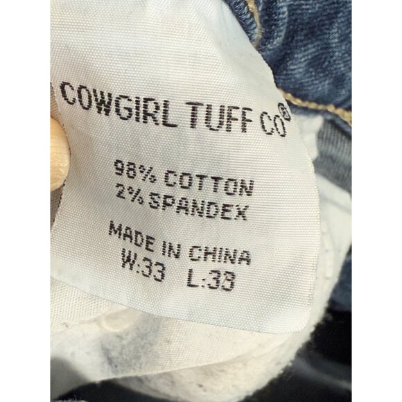 Cowgirl Tuff Co. Womens Distressed Blue Denim Jeans Size W33 L33 western bootcut - Picture 8 of 12